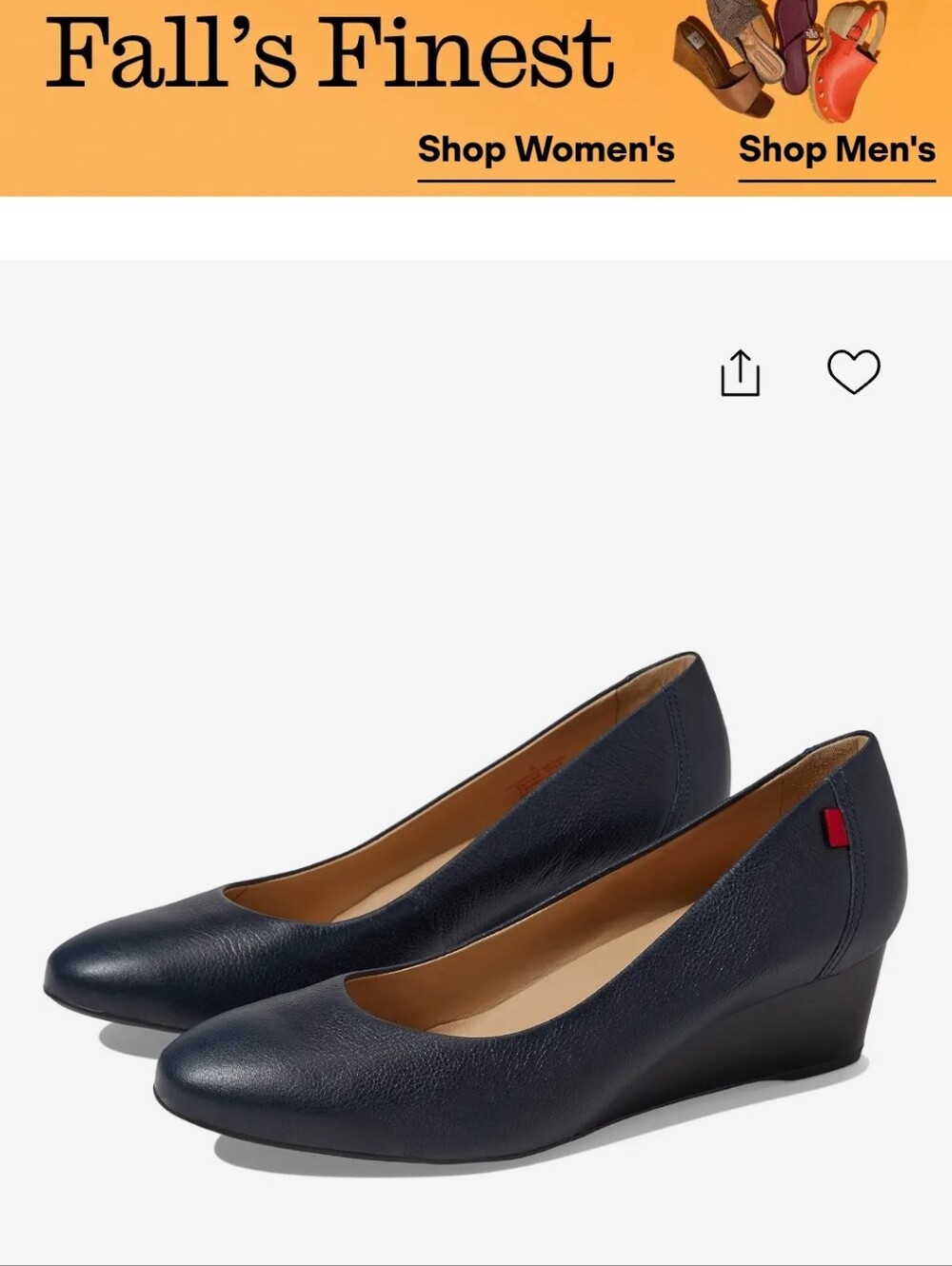 Marc Joseph Prospect   Wedge Pumps- Navy Napa Soft-7.5